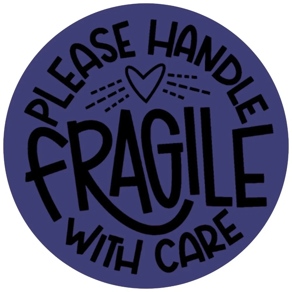 FRAGILE Handle With Care Stickers - 2” Round Shipping Labels